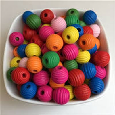 Wooden Beehive Beads 20mm Assorted Colours ea