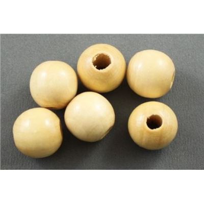 Wooden Round Natural  20mm Large Hole ea