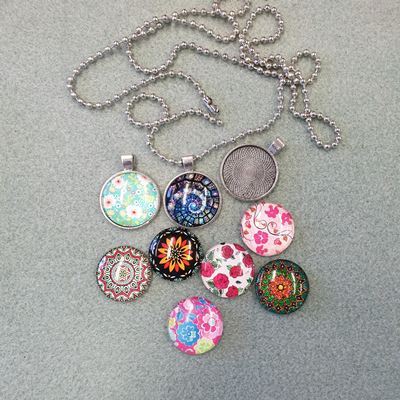 Glass Cabochon Pendant Necklace Kit each