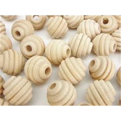 Wooden Beehive Beads  20mm Natural. Hole approx 3mm ea