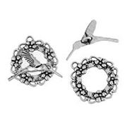 Clasp - Toggle Garland And Hummingbird Antique Silver 29mm ea
