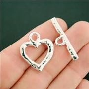 Clasp - Toggle Heart Silver 28mm ea