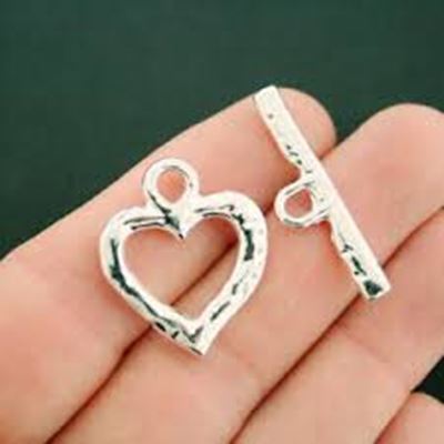 Clasp - Toggle Heart Silver 28mm ea