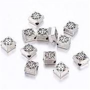 Filler Carved Alloy Rhombus Bead  Antique Silver 5mm ea