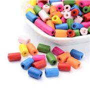Wood Beads Cylinder Assorted Colours 10x7mm each