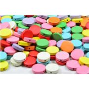Wooden Flat Disc 14mm Assorted Colours ea.