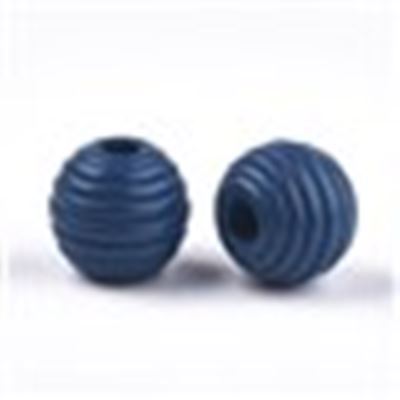 Wooden Beehive 12x11mm Marine Blue ea.