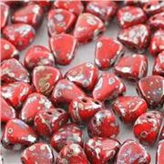 Matubo Nib-Bit Coral Red Picasso 6x5mm Tube approx 23g each