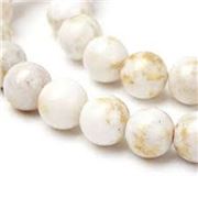 Semi Precious Strands Mashan Jade (Dolomite Marble) 10mm Dyed Floral/White 15 inch each