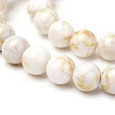 Semi Precious Strands Mashan Jade (Dolomite Marble) 10mm Dyed Floral/White 15 inch each