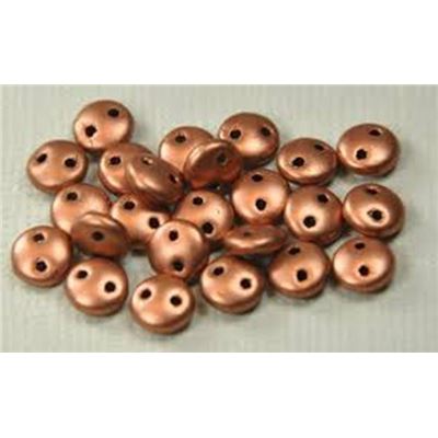 CzechMates  2 Hole Lentil 6mm Matte Metallic Copper ea.