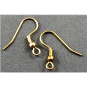 Earrings French wire hooks with Ball (per pair)19mm Gold  ea