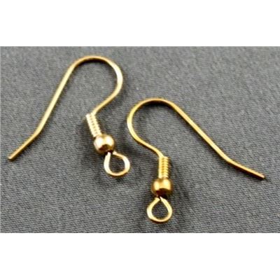 Earrings French wire hooks with Ball (per pair)19mm Gold  ea