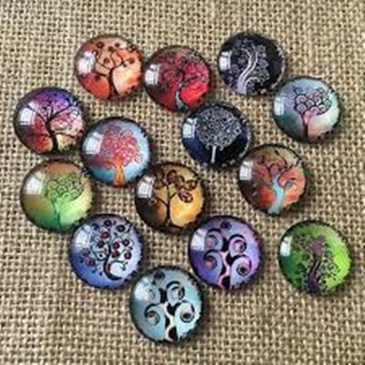 Cabochon Tree of Life Glass Dome Half Round 25mm Assorted Designs ea.