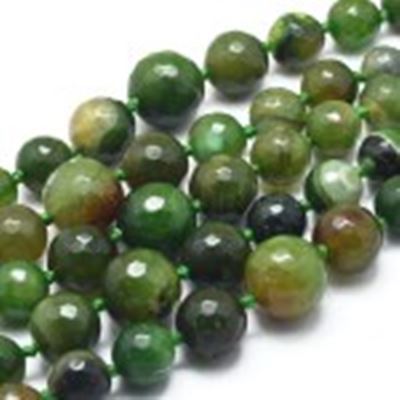 Semi Precious Strand Agate Graduated Faceted Beads Round Dyed Olive Drab 8-16mm 50cm length, each