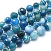 Semi Precious Strand Agate Graduated Faceted Beads Round Dyed Deep Sky Blue 8-16mm 50cm length, each