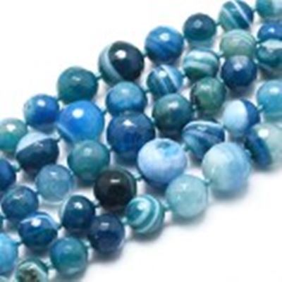 Semi Precious Strand Agate Graduated Faceted Beads Round Dyed Deep Sky Blue 8-16mm 50cm length, each