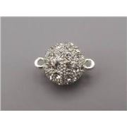 Clasp Magnetic Round with Diamante Antique Silver 12mm ea