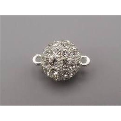 Clasp Magnetic Round with Diamante Antique Silver 12mm ea
