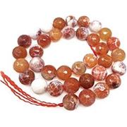 Semi Precious Strand Faceted  Fire Agate Dyed and Heated Round 8mm ea