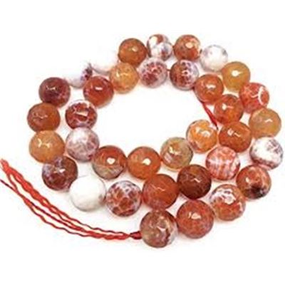 Semi Precious Strand Faceted  Fire Agate Dyed and Heated Round 8mm ea