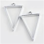 Bezel Open Back Setting Triangle Antique Silver 40x25mm (Ideal for Resin) each