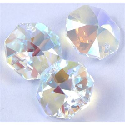 Preciosa Crystal Octagon 2 hole Cystal AB Transparent 14mm ea