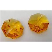 Preciosa Crystal Octagon 1 hole Medium Topaz Transparent 14mm ea