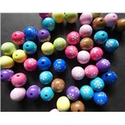Plastic Bead Snowflake Assorted Colours Round 16mm (Hole 2mm) each