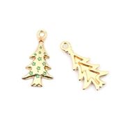 Christmas Tree with Red & Green Enamel Gold 26x14mm each