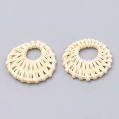 Pendant Woven Rattan Straw Handmade 38-51x3-6mm each