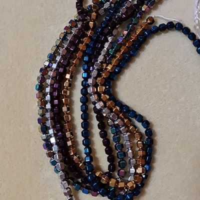 Synthetic Hematite Strand Electroplate Mixed Colours Drum 6mm Faceted (approx 68 beads) each