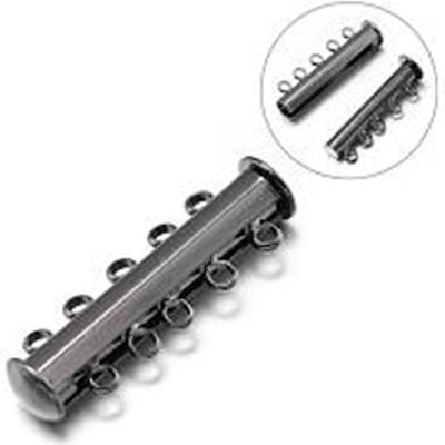 Magnetic Slide Clasp 5 Strand Black Nickel 30mm ea