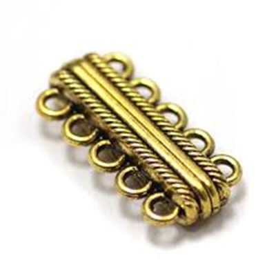 Magnetic Clasp 6 Strand Antique Gold 37mm ea