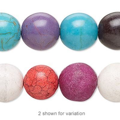 Semi Precious Strand Howlite Round Dyed Multi-colour 16mm 8 inch strand (approx 13 beads)