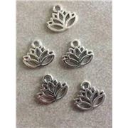 Charm Tibetan Style Lotus Flower Antique Silver 18x16mm ea