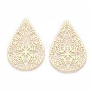 Teardrop Gold Filigree Stainless Steel 48x39mm each