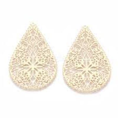 Teardrop Gold Filigree Stainless Steel 48x39mm each