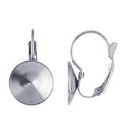Earring Setting Leverback Stainless Steel fits 14mm Rivoli (per pair)