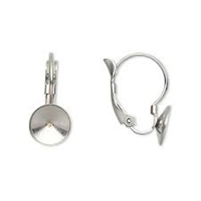 Earring Setting Leverback Stainless Steel fits SS39 (8mm) (per pair)