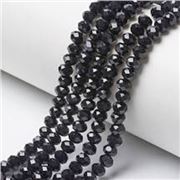 Glass Faceted Melon Strand Opaque Black 4x3mm (approx 139 beads