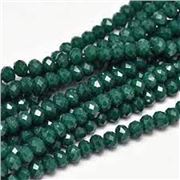Glass Faceted Melon Strand Opaque Forest Green 4x3mm (approx 139 beads