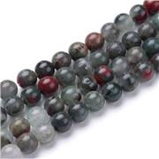 Semi Precious Strands African Bloodstone Beads 6mm Round  (approx 63 beads)ea.
