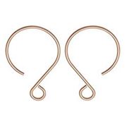 Earrings Round Hooks Stainless Steel Vacuum Plated Rose Gold 18.5x14mm per pair