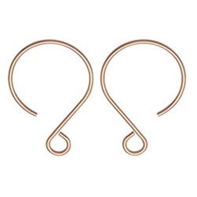 Earrings Round Hooks Stainless Steel Vacuum Plated Rose Gold 18.5x14mm per pair