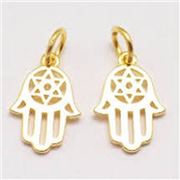 Charm Hamsa Stainless Steel Gold Plated 12x20mm each