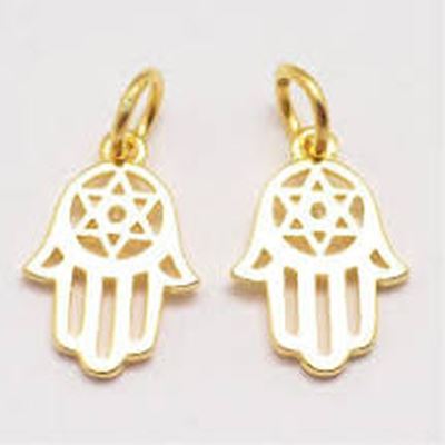Charm Hamsa Stainless Steel Gold Plated 12x20mm each