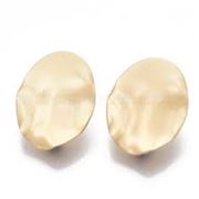Earring Stud Wavy Oval with Loop Matte Gold 25x20mm per pair
