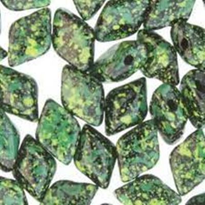 Matubo Gem Duo 8x5mm Two Hole Jet Green Confetti 5g minimum