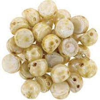 Czechmate Cabochon 7mm Opaque Lustre Picasso 2 Hole each